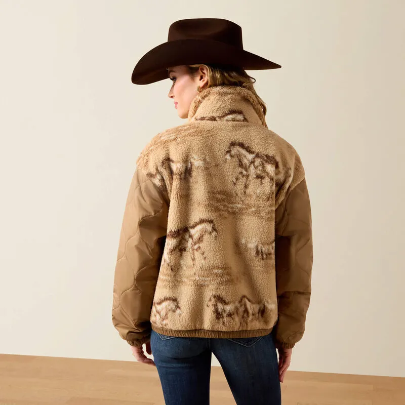 Ariat Sherpa Blocked Jacket - Wild Horse Print / Tiger's Eye-1