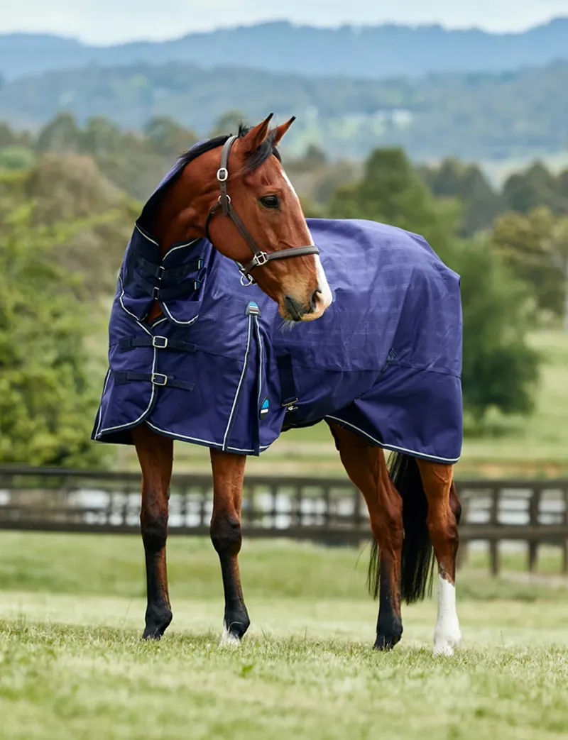 Weatherbeeta ComFiTec Prelim Turnout Combo 100G - Navy Embossed Plaid-1