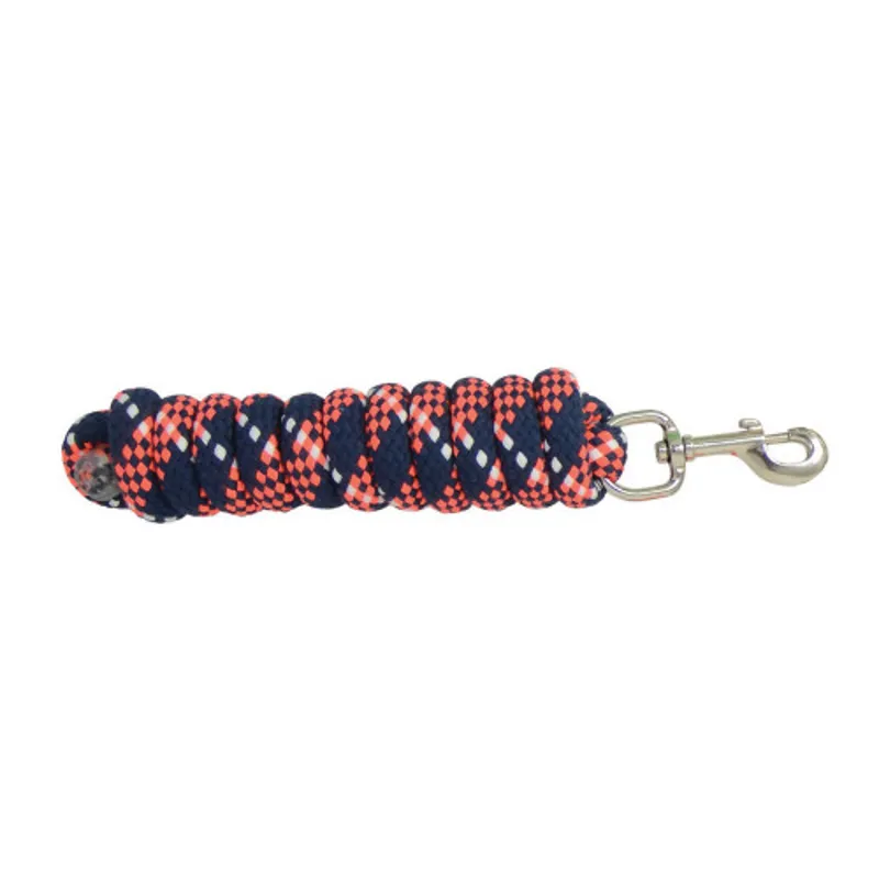 Hy Equestrian Fleck Lead Rope - Navy/Neon Orange/White