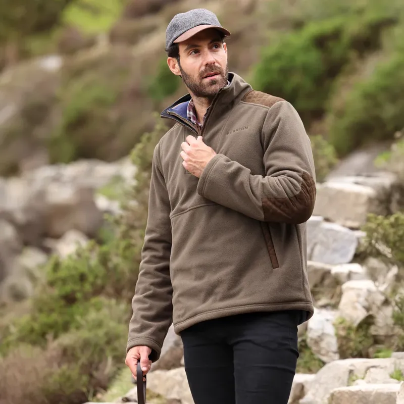 Aubrion Heritage Quarter Zip Fleece in Dark Olive-1
