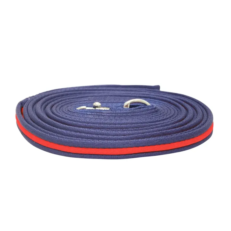 Hy Equestrian Soft Webbing Lunge Rein - Navy/Red