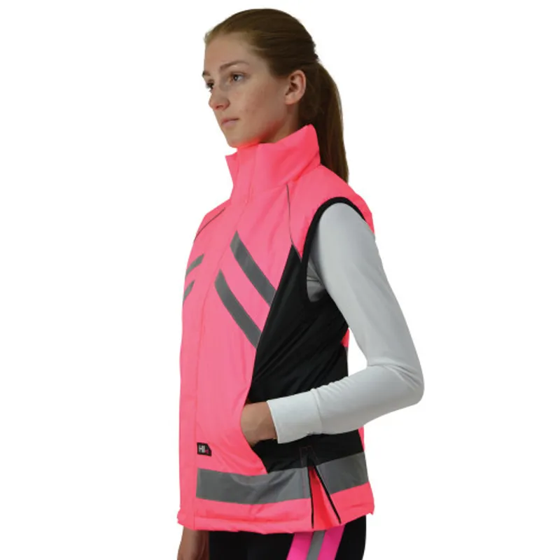 Hy Equestrian Reflector Padded Gilet - Pink-1