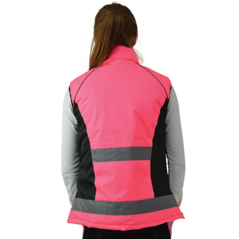 Hy Equestrian Reflector Padded Gilet - Pink-2