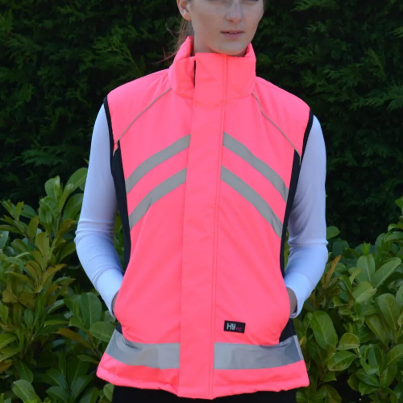 Hy Equestrian Reflector Padded Gilet - Pink-3