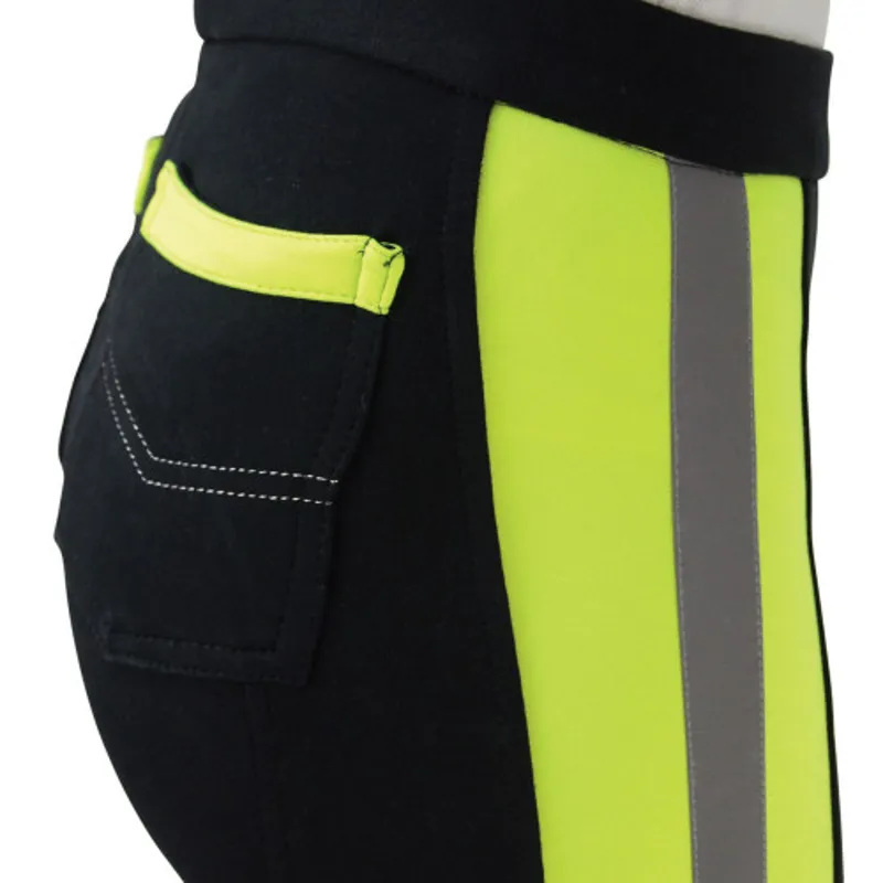 Hy Equestrian Reflector Ladies Jodhpurs - Black/Yellow-2