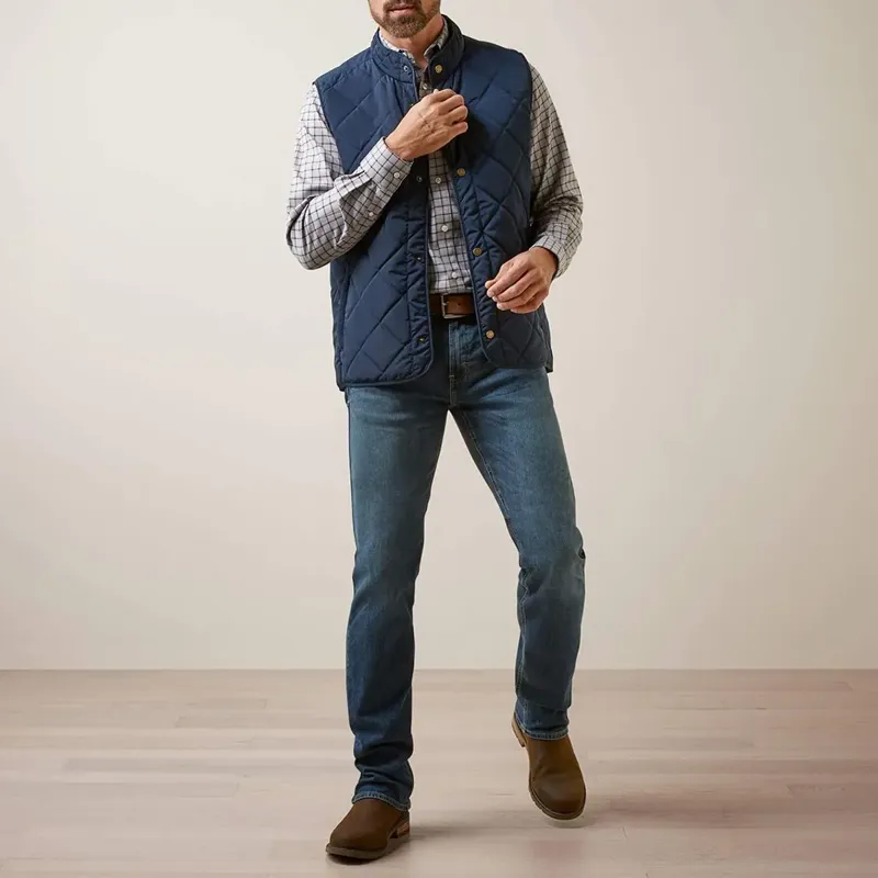 Ariat Woodside Quilted Gilet Mens - Navy-4
