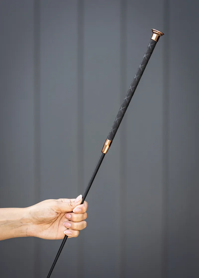 Woof Wear Harmony Leather Dressage Whip - Black/Rose Gold-2