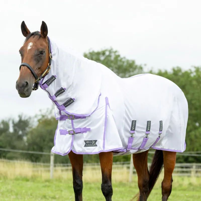 StormX Empra Gladiator UV Combi Fly Rug - White/Lilac-1