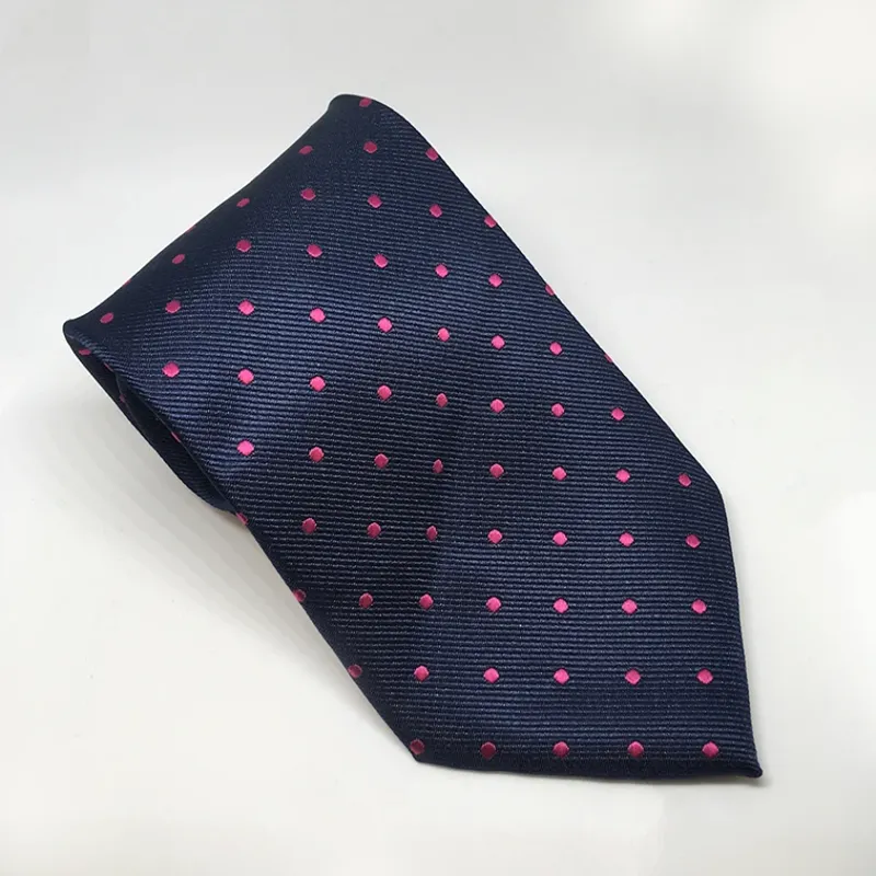 Equetech Polka Dot Show Tie - Navy/Cerise