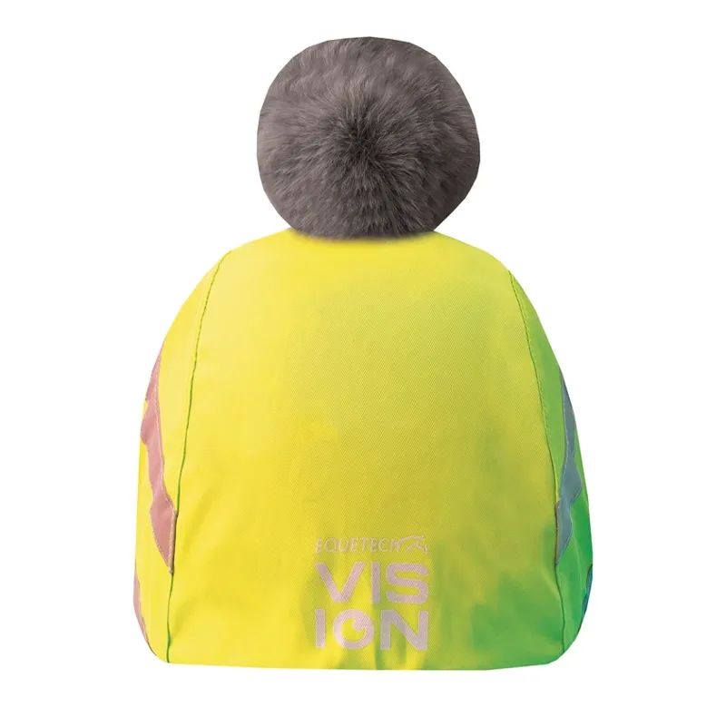 Equetech Hi-Vis Vision Water Resistant Deluxe Pom Hat Silk - Yellow-1
