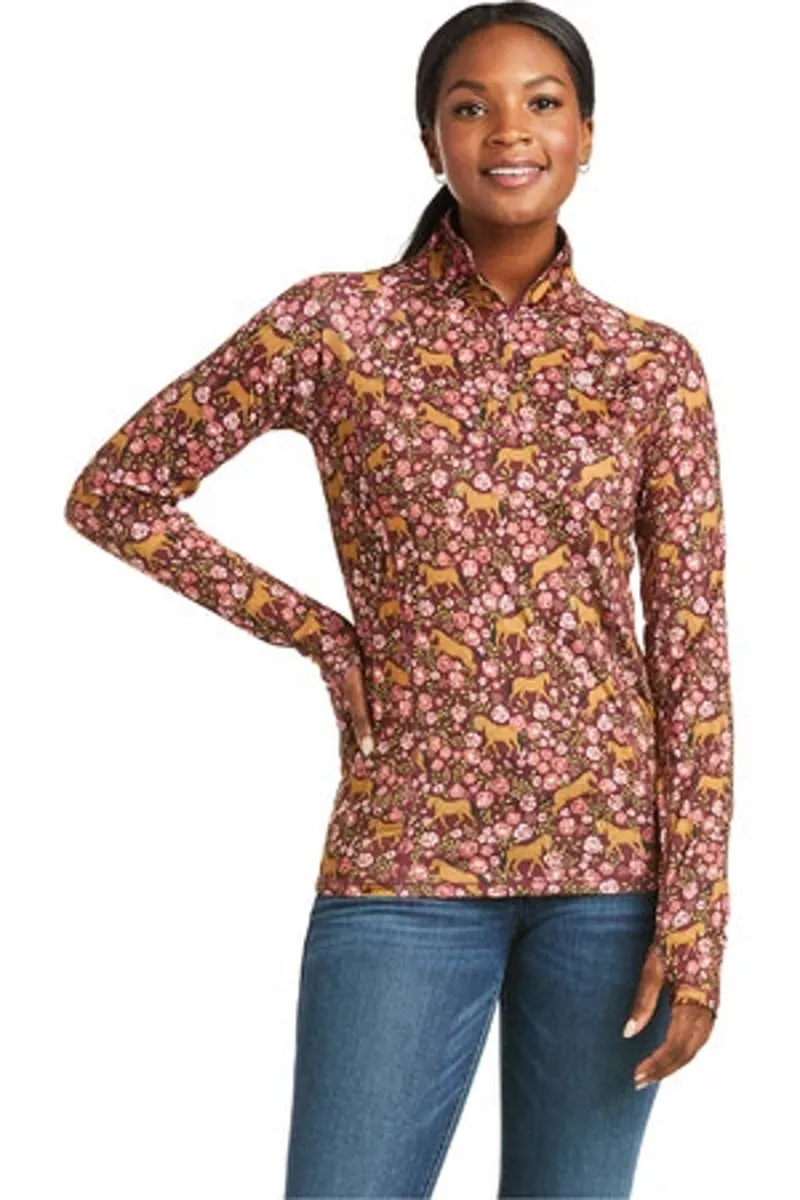 AriatTek Lowell 2.0 1/4 Zip Baselayer - Windsor Wine Floral
