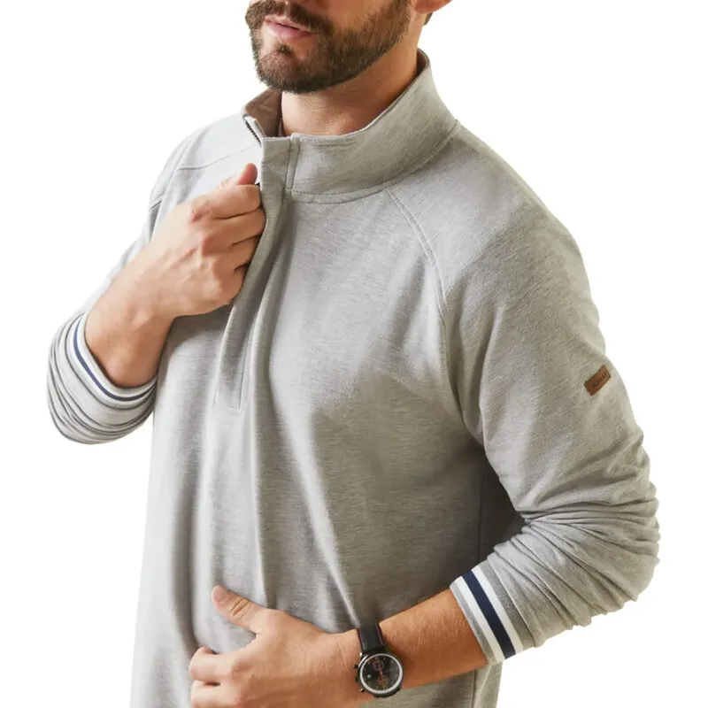 Ariat Mens Portola 1/2 Zip Sweatshirt Heather Grey-1