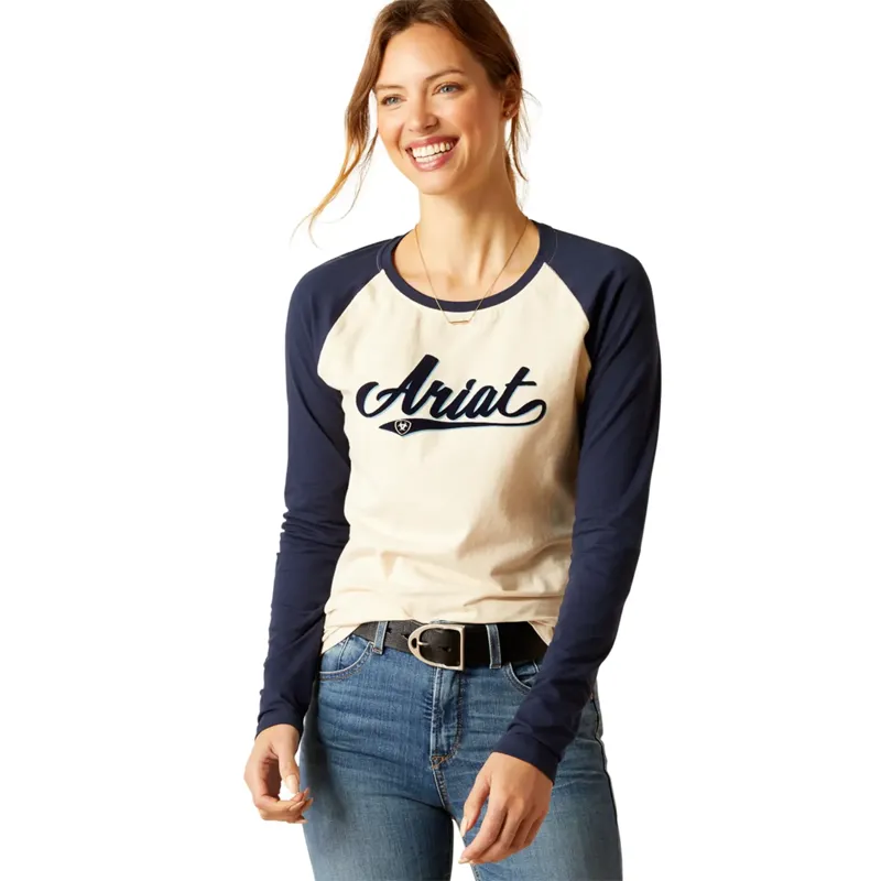 Ariat Women's Starter Tee - Oat Heather and Navy