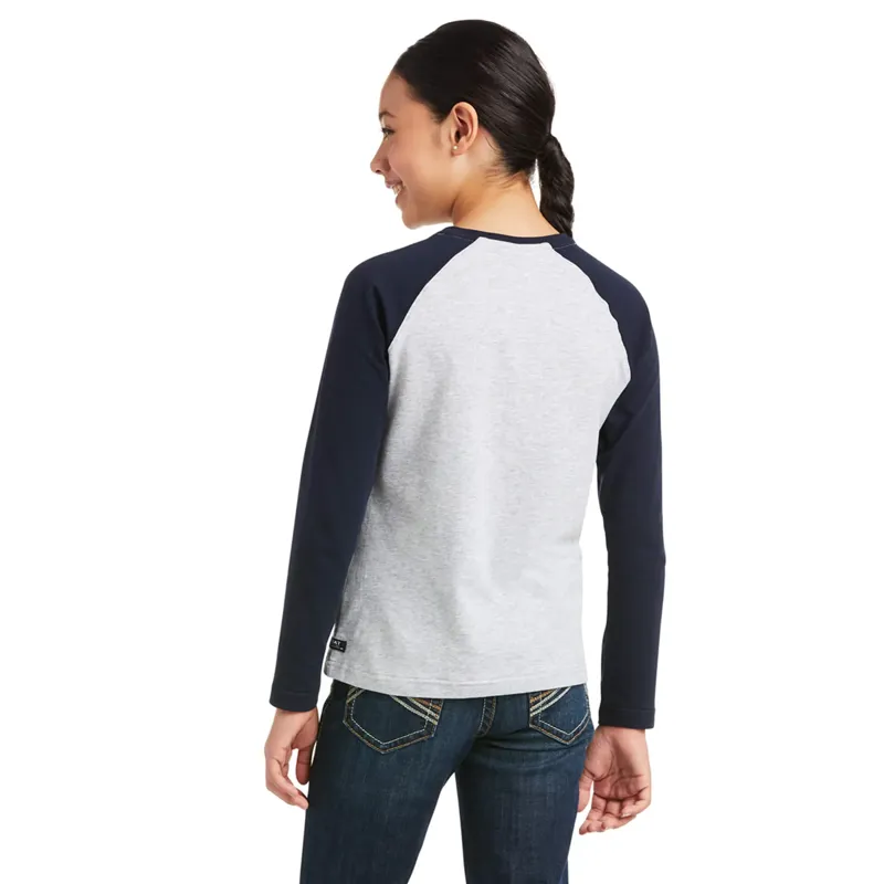 Ariat Youth Heart Of My Heart LS T-Shirt - Heather Grey/Navy-1