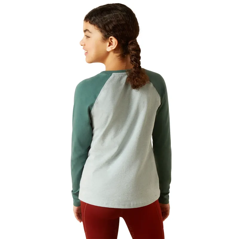 Ariat Youth Lets Ride Long Sleeve Tee - Arctic/Silver Pine-2