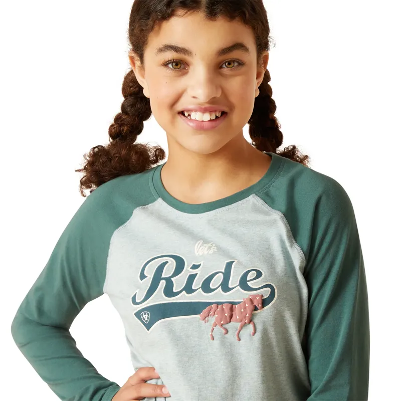 Ariat Youth Lets Ride Long Sleeve Tee - Arctic/Silver Pine-1