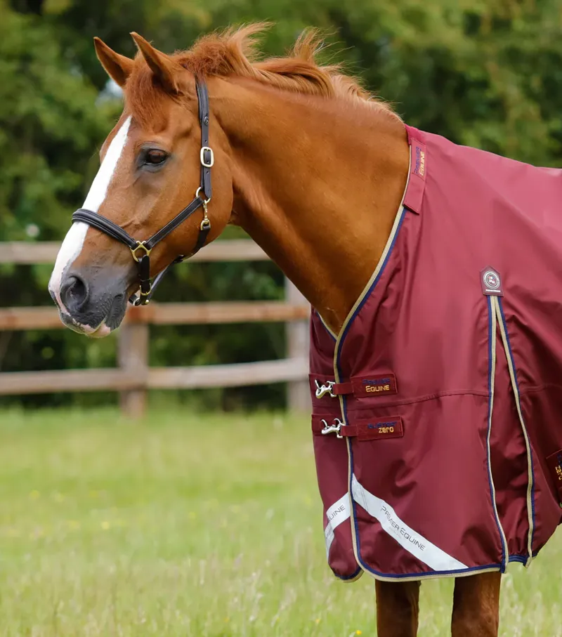 Premier Equine Buster Zero Turnout Rug with Classic Neck Cover - Burgundy-2