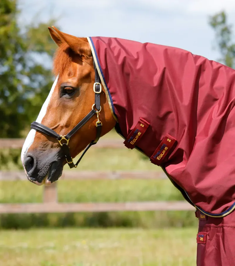 Premier Equine Buster Zero Turnout Rug with Classic Neck Cover - Burgundy-1