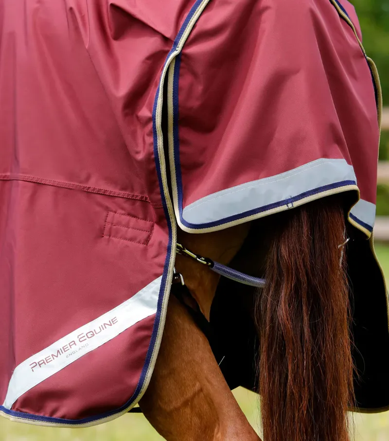 Premier Equine Buster Zero Turnout Rug with Classic Neck Cover - Burgundy-4