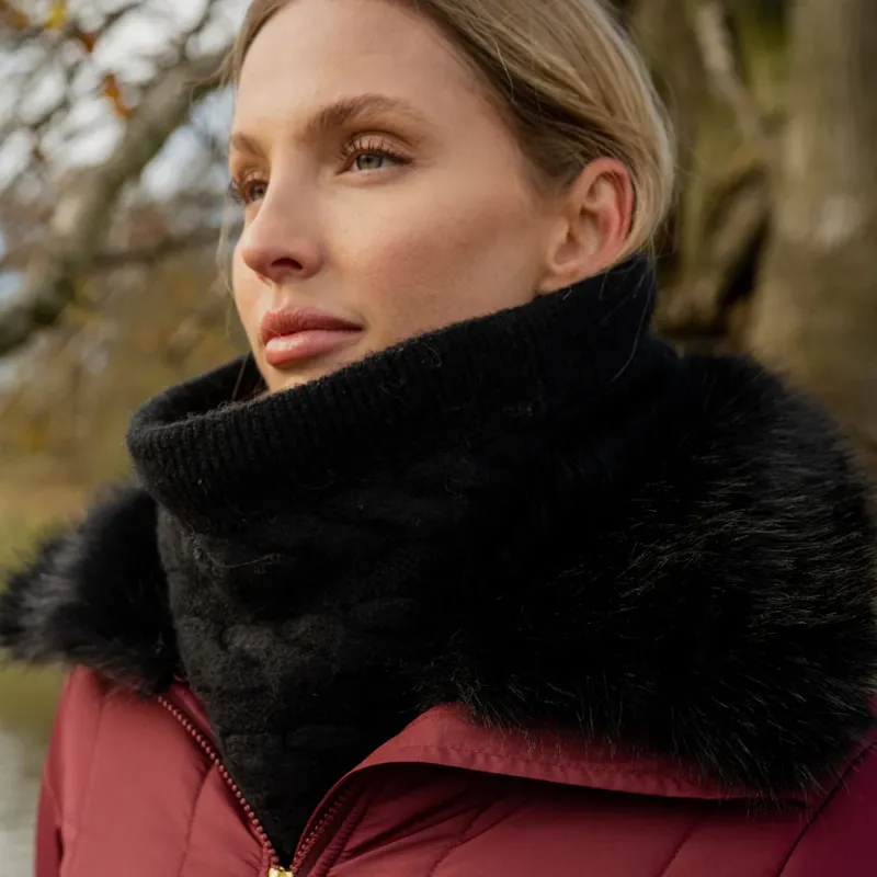 Toggi Connaught Womens Knit and Faux Fur Snood - Black-3