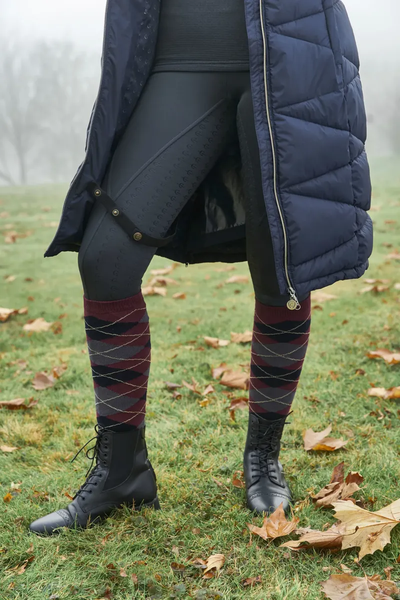 Covalliero Ladies Quilted Long Coat - Dark Navy-2