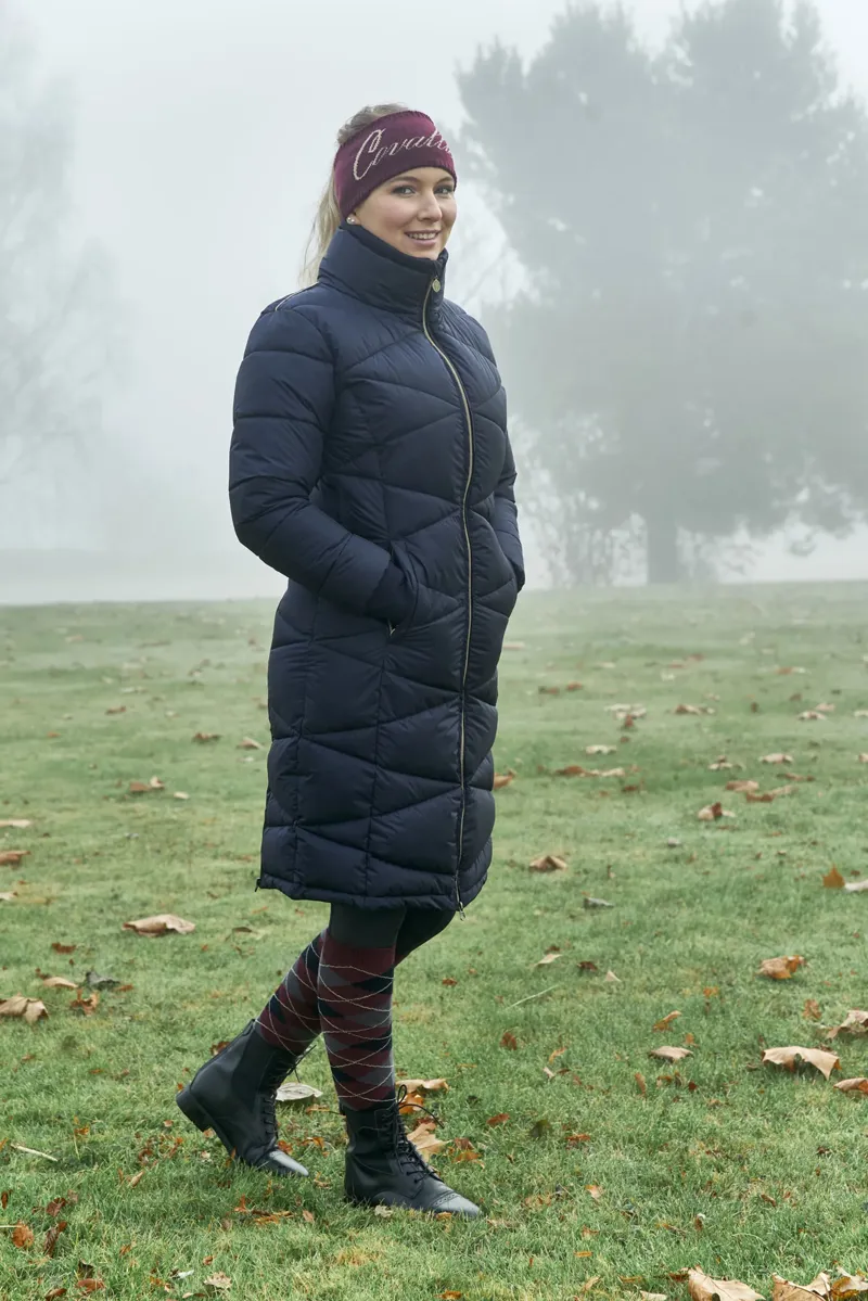 Covalliero Ladies Quilted Long Coat - Dark Navy-5