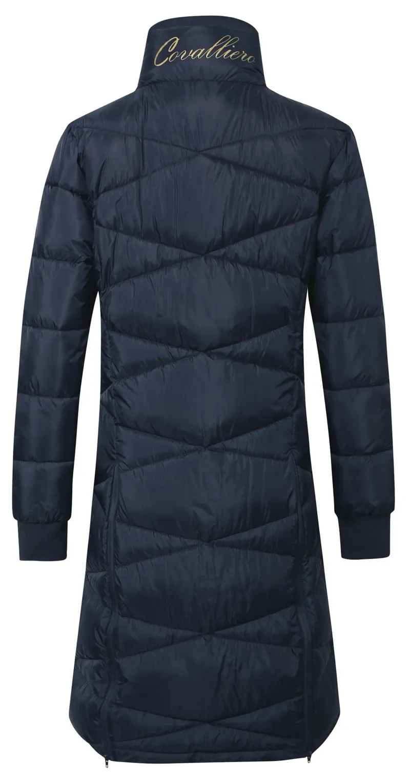 Covalliero Ladies Quilted Long Coat - Dark Navy-1