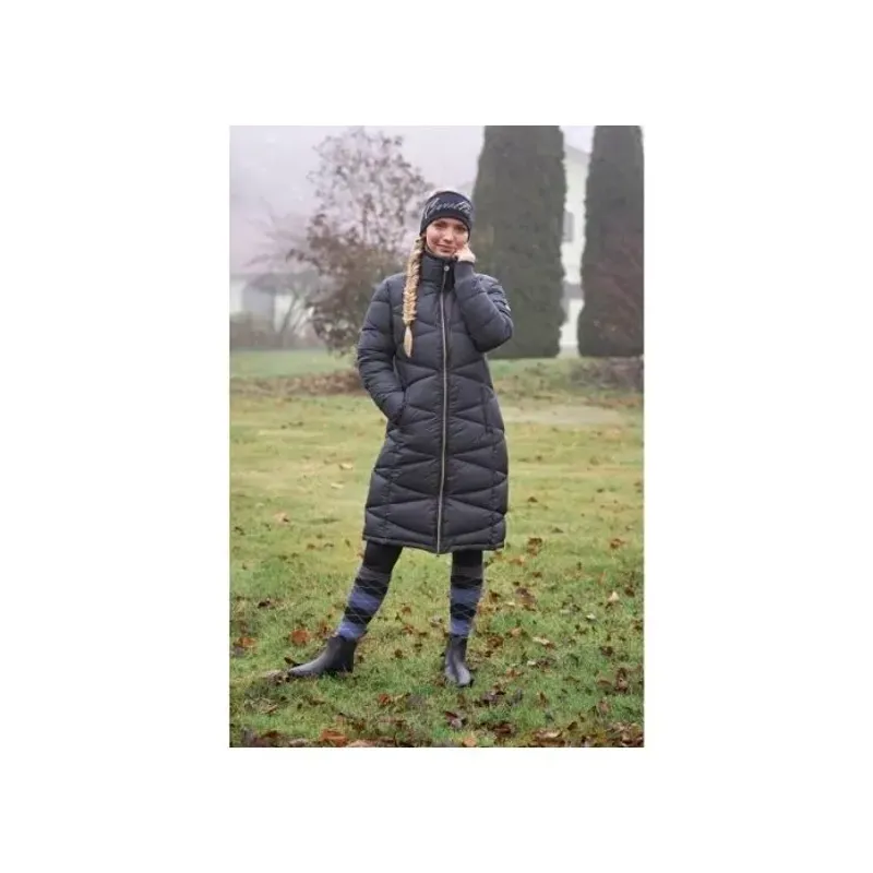 Covalliero Ladies Quilted Long Coat - Graphite-1