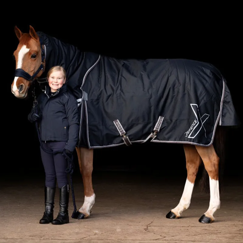 DefenceX Shield 200g Turnout Rug with Detachable Neck - Navy-1