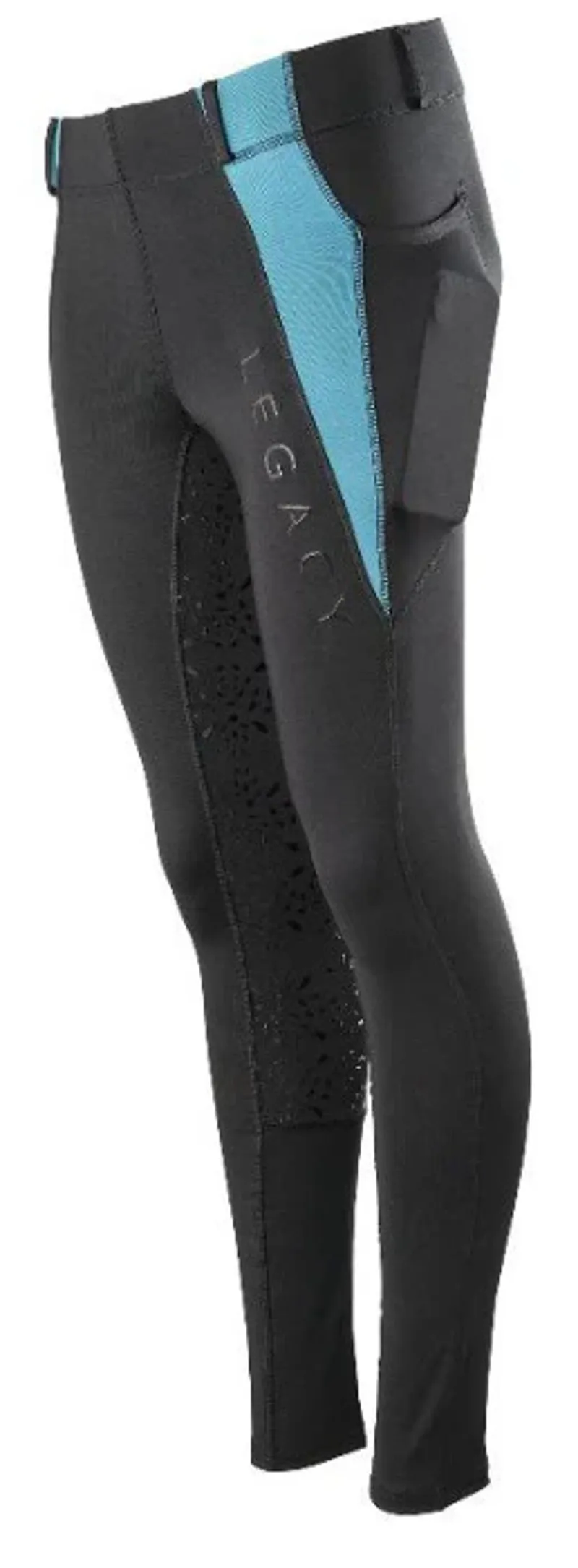 Legacy Ladies Riding Tights - Black/Turquoise-1