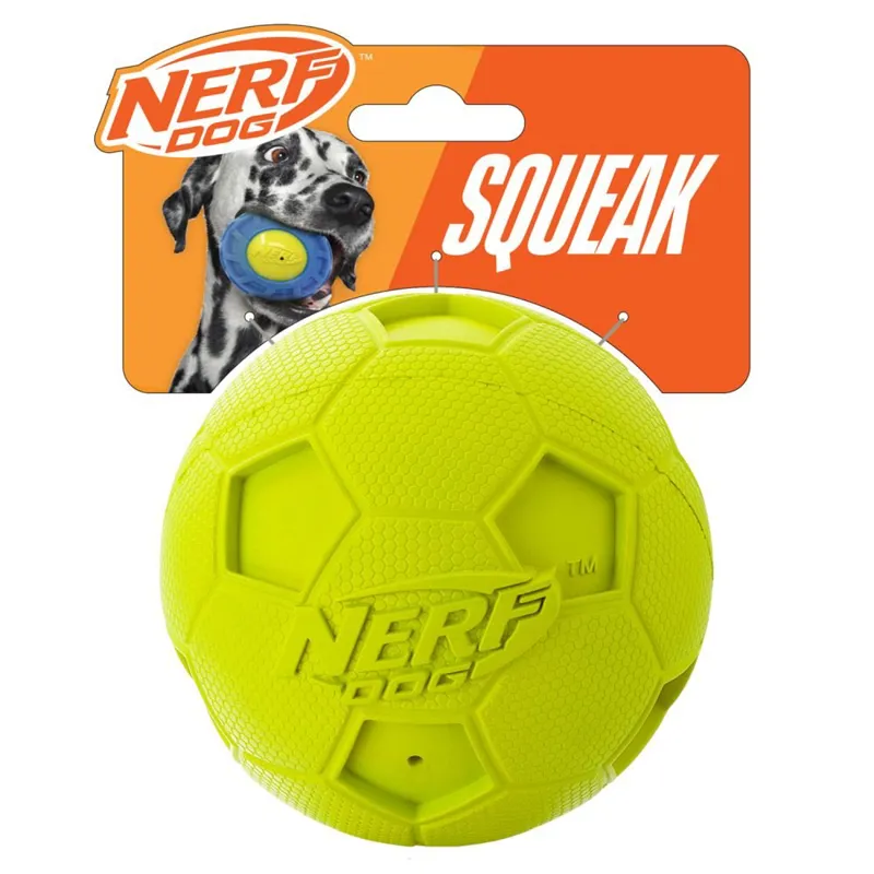Nerf Dog Rubber Soccer Squeak Ball 4in Green