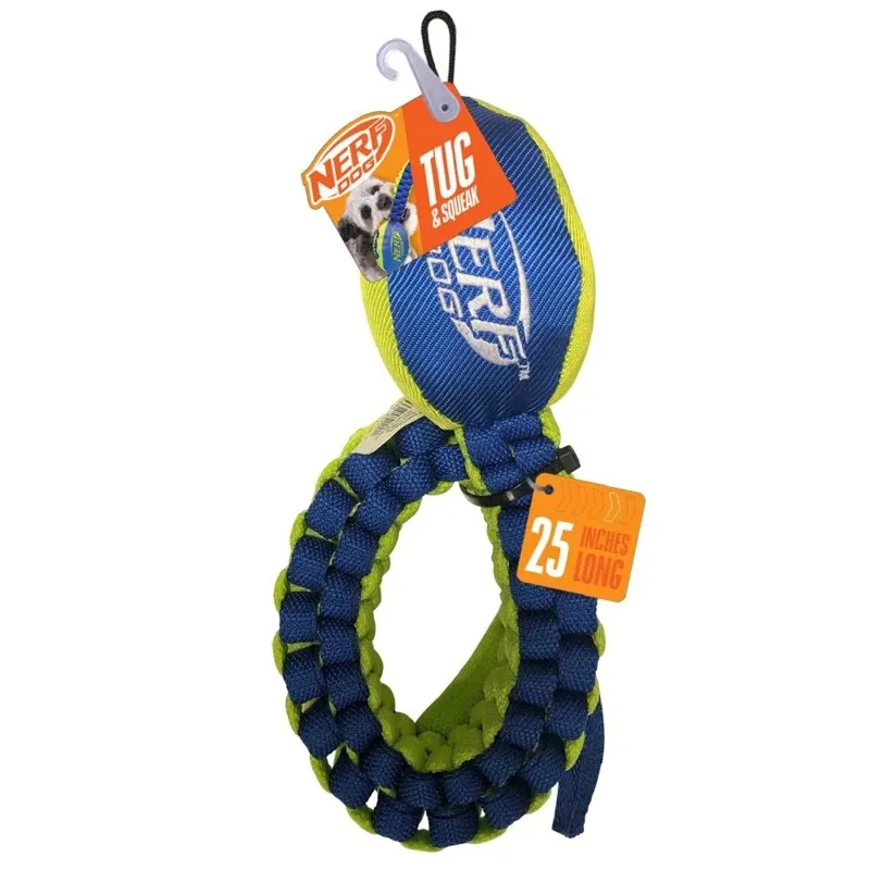 Nerf Dog Nylon Squeak Vortex Chain Tug 25in Blue/Green