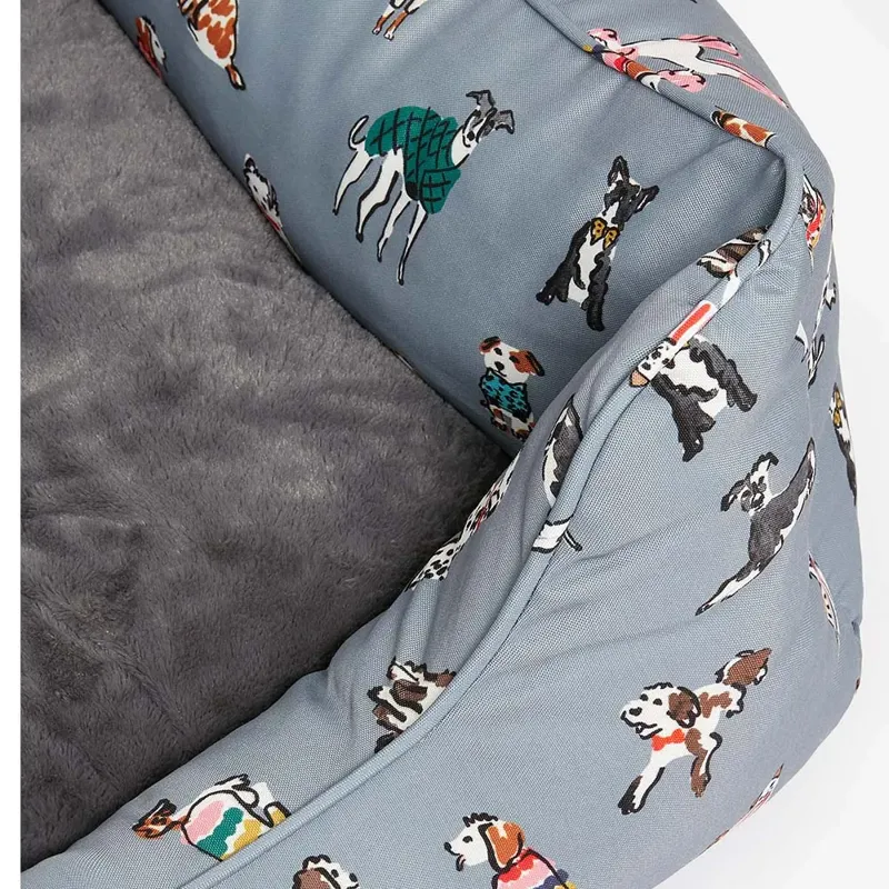 Joules Rainbow Dogs Box Bed - Grey Dog Print-3