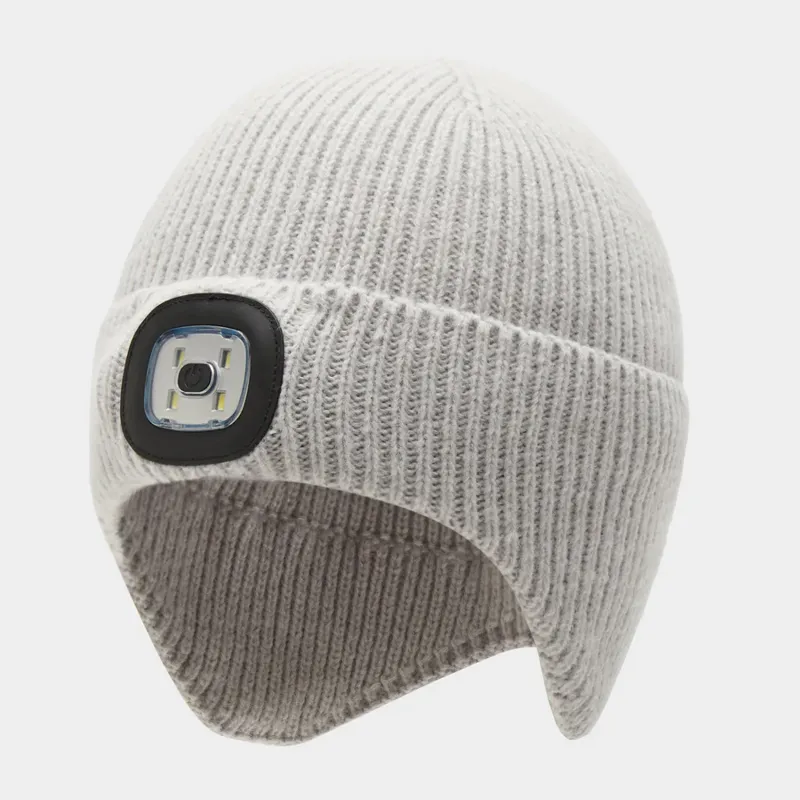 Platinum Arran LED Beanie Hat - Grey