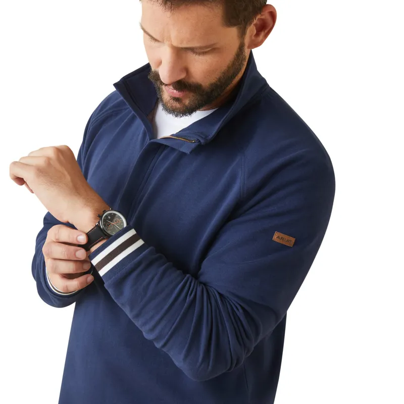 Ariat Mens Portola 1/2 Zip Sweatshirt Navy-1