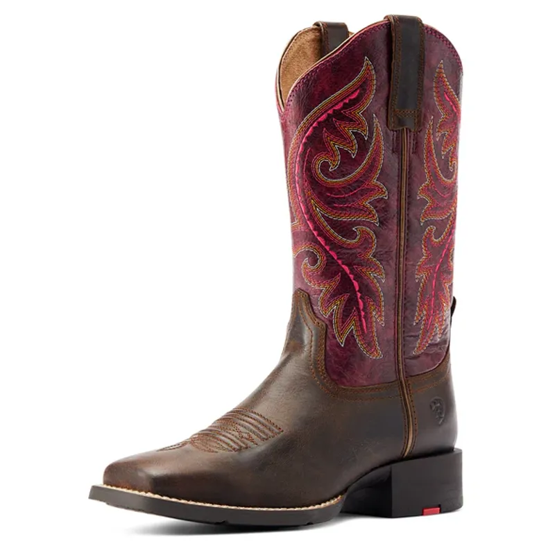 Ariat Round Up Back Zip - Worn Mocha/Raspberry