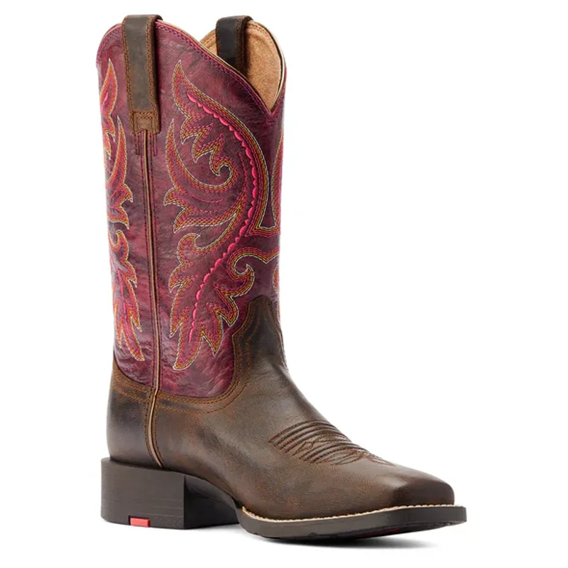 Ariat Round Up Back Zip - Worn Mocha/Raspberry-3