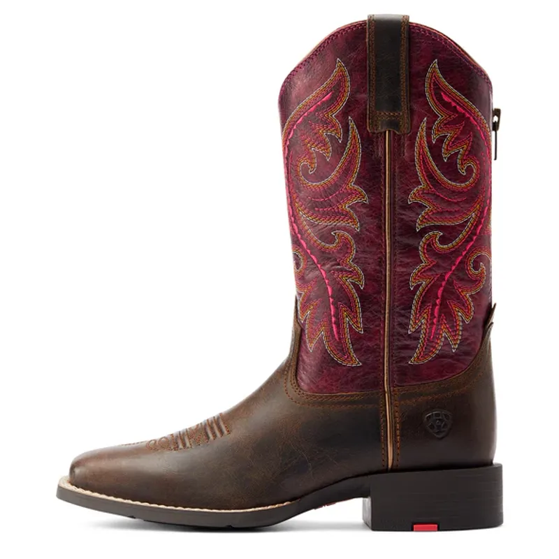 Ariat Round Up Back Zip - Worn Mocha/Raspberry-1
