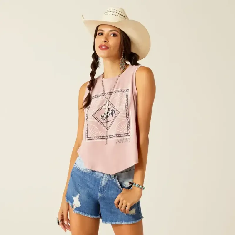 Ariat Ladies Tie Me Tank - Woodrose