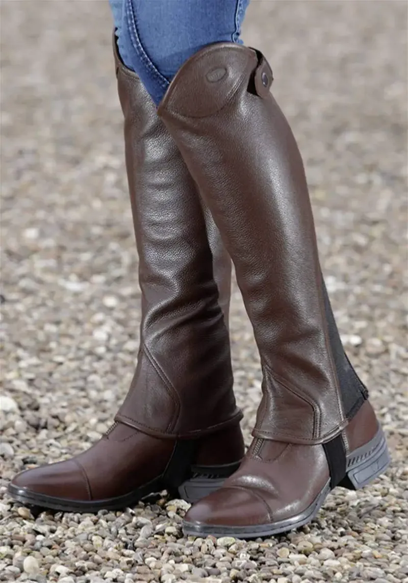 Premier Equine Lexaria Ladies Leather Half Chaps - Brown-1