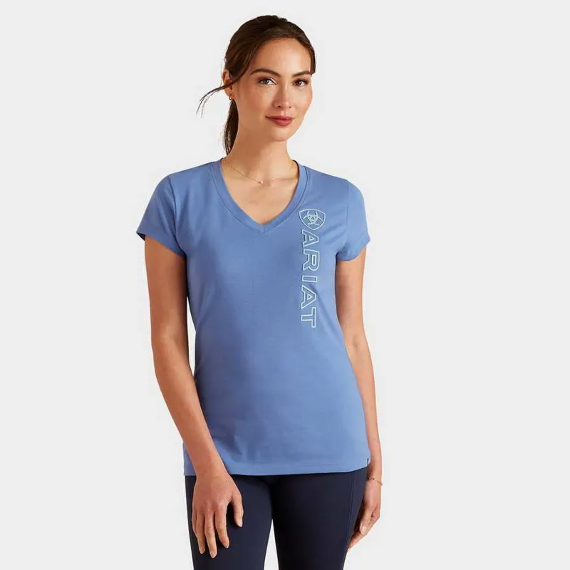 Ariat Women's Vertical Logo V T-Shirt - Dutch Blue