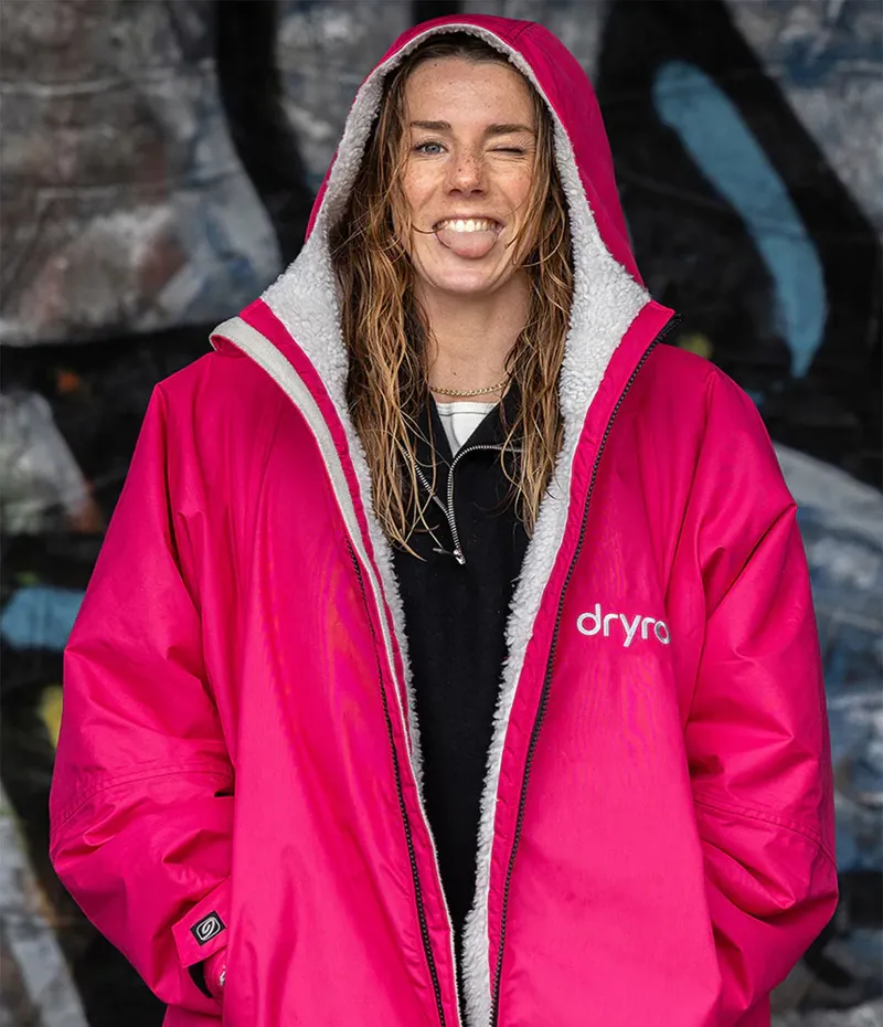 dryrobe Advance Adult Long Sleeve V3- Pink/ Light Grey