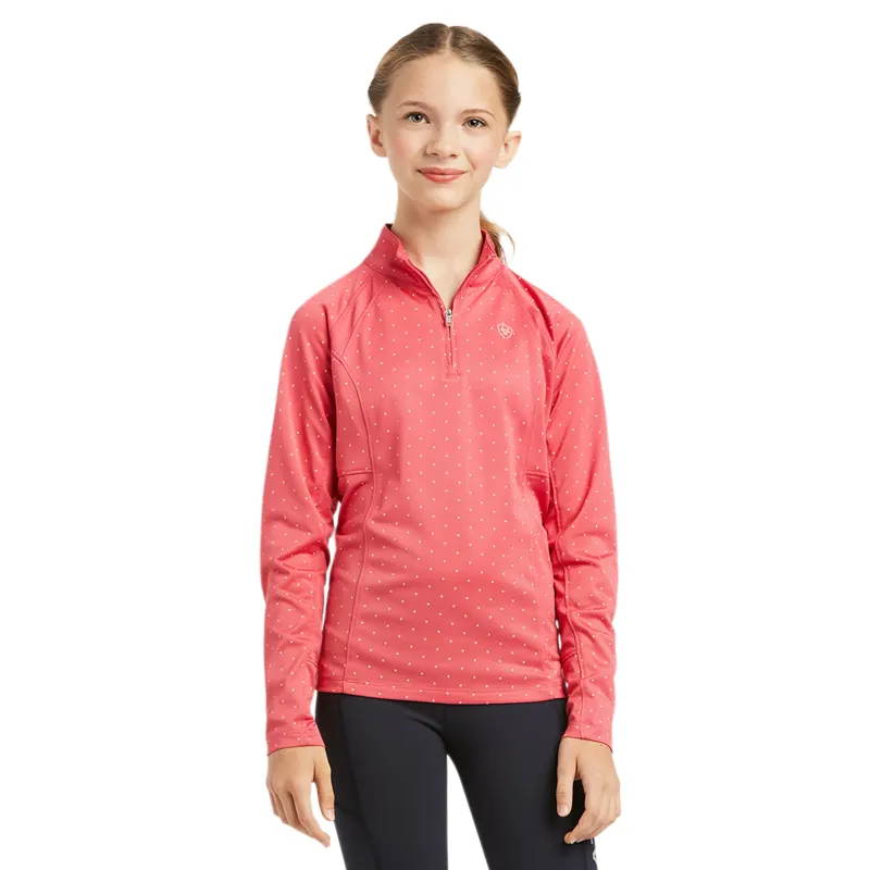 Ariat Youth Sunstopper 2.0 Base Layer - Party Punch Dot