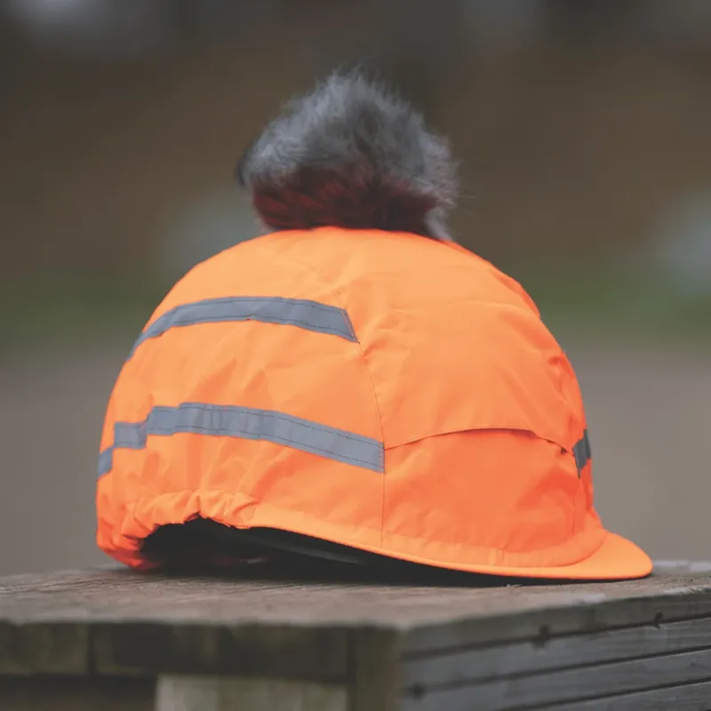 Equetech Hi-Vis Vision Water Resistant Deluxe Pom Hat Silk - Orange-1