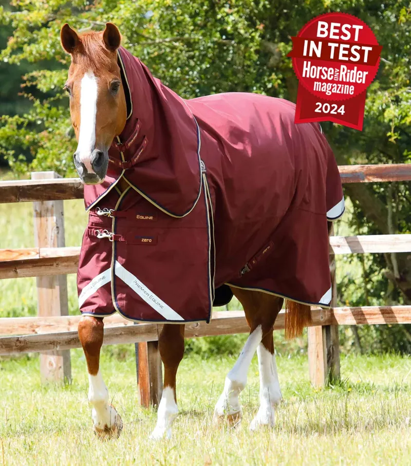 Premier Equine Buster Zero Turnout Rug with Classic Neck Cover - Burgundy