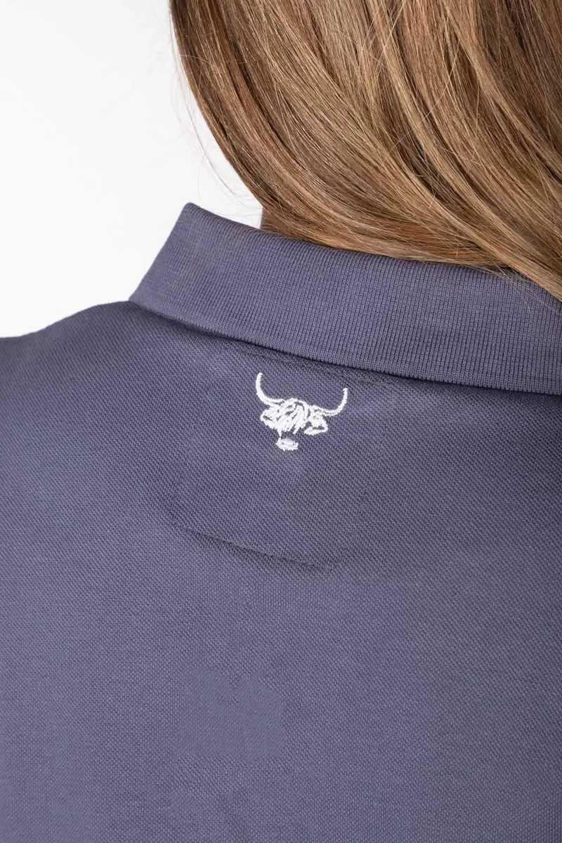 Rydale Ladies Polo Shirt - Byland - Cow Denim/White/Soft Blue-4