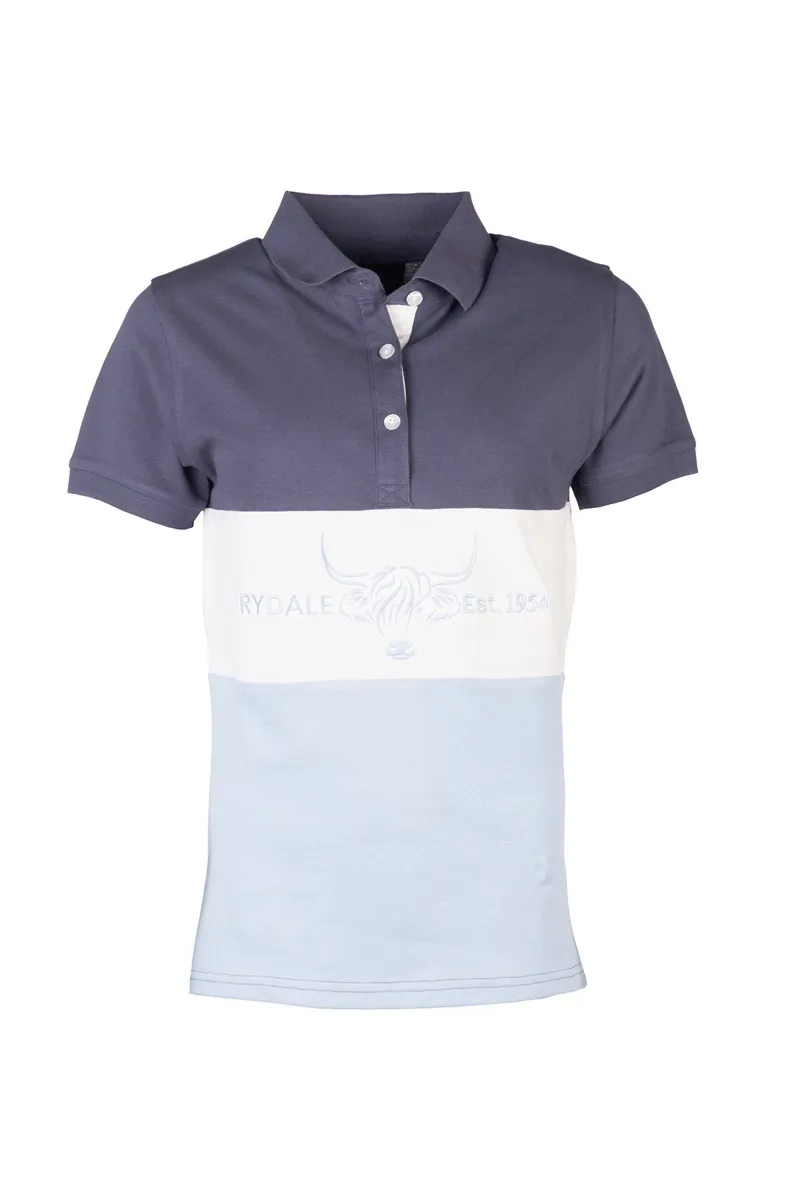 Rydale Ladies Polo Shirt - Byland - Cow Denim/White/Soft Blue-5
