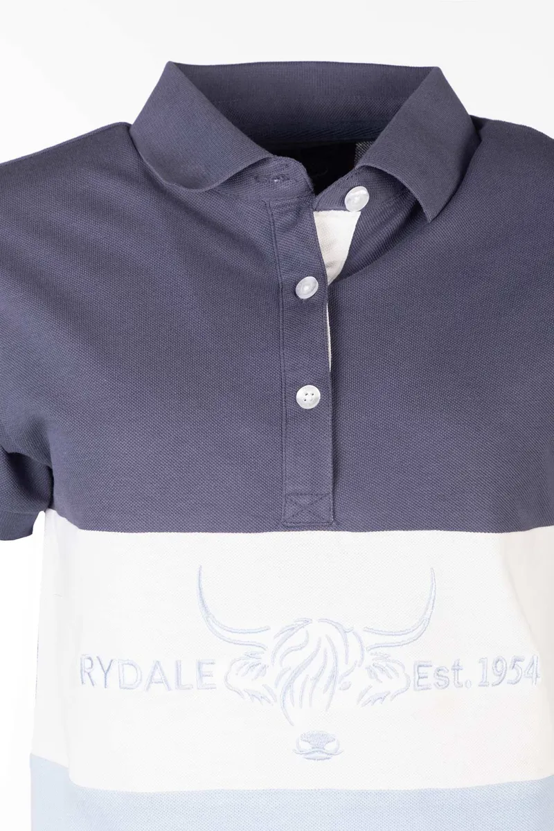 Rydale Ladies Polo Shirt - Byland - Cow Denim/White/Soft Blue-7
