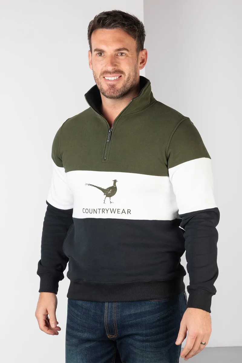 Rydale Men's Sweatshirt - Byland - Pheasant Olive/White/Black-2