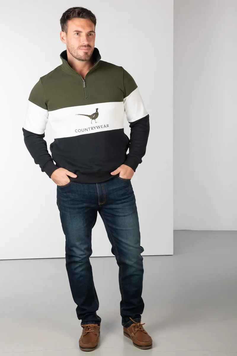 Rydale Men's Sweatshirt - Byland - Pheasant Olive/White/Black-4